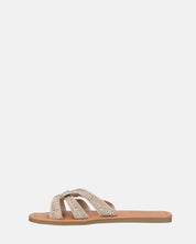 NURY - sandali bassi con strisce beige e gemme