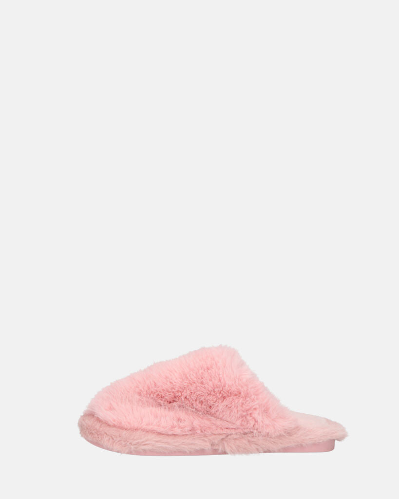 NOARA - pantofole in pelliccia rosa chiuse in punta