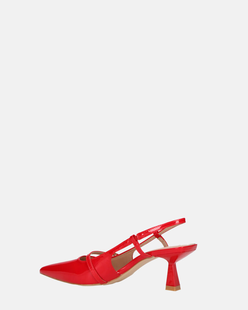 FARAI - sandali in glassy rossa con tacco e cinturino