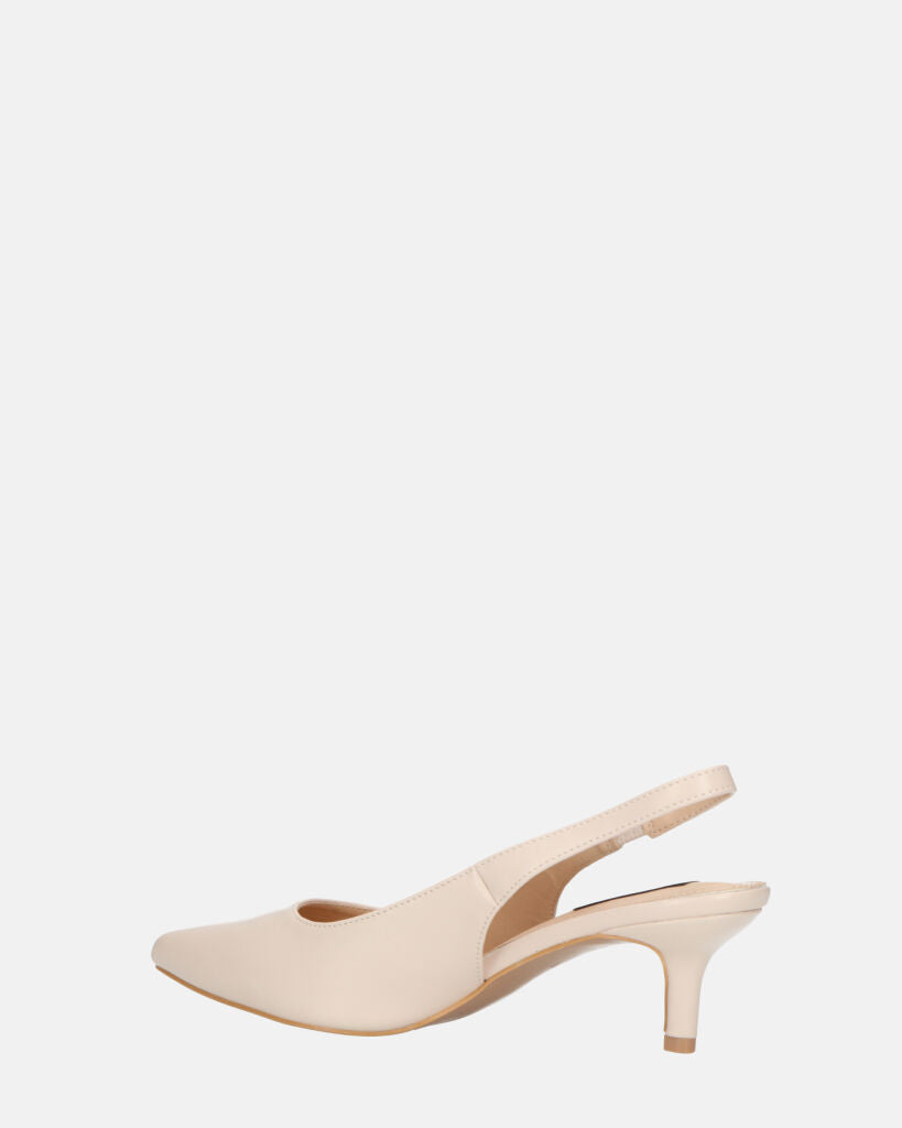 BEVERLIE - decollete con tacco in ecopelle beige