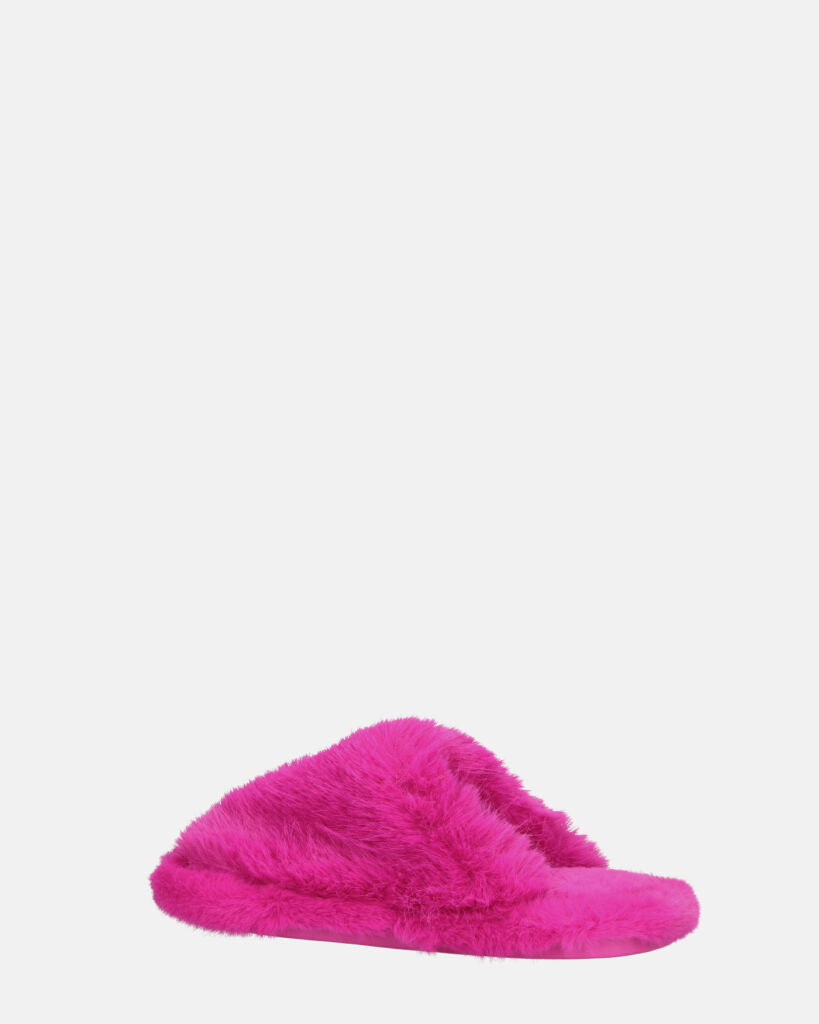 NOARA - pantofole in pelliccia fucsia chiuse in punta