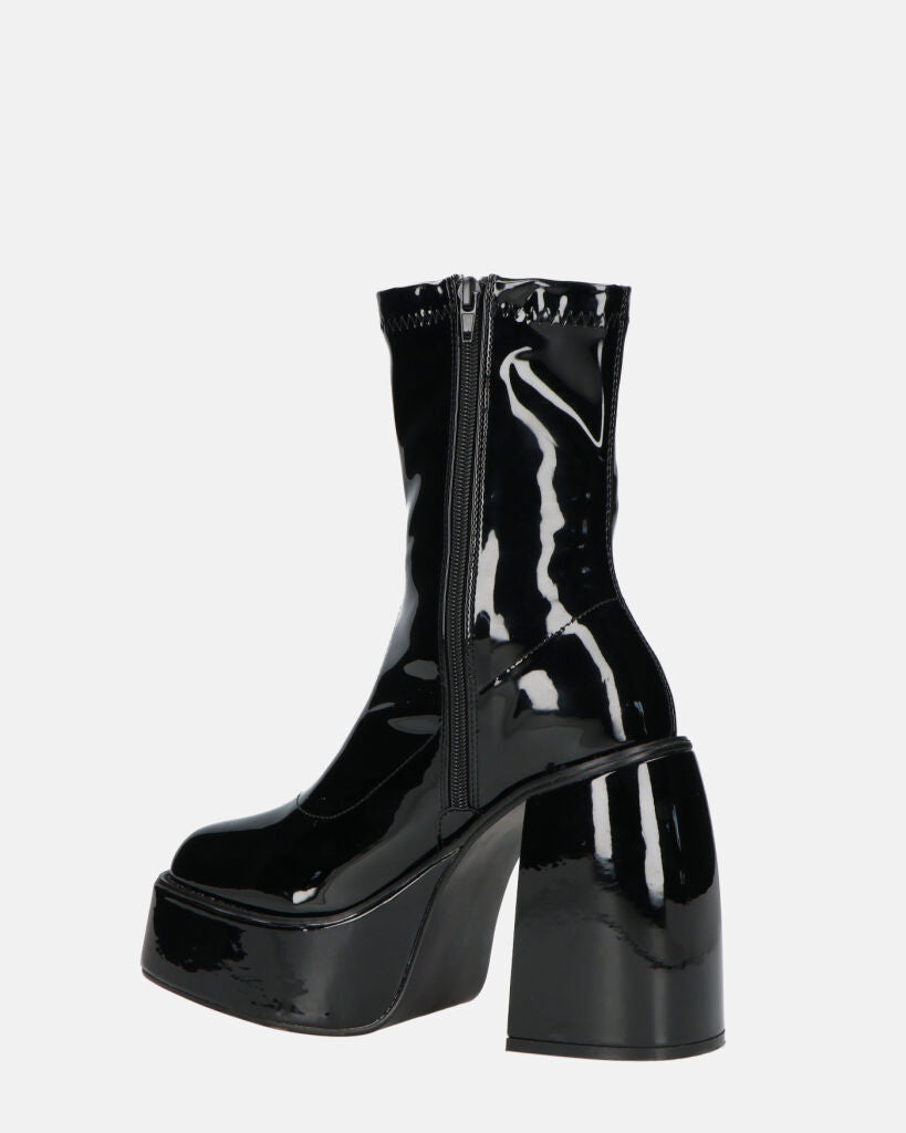 MYA - stivaletti platform con tacco alto in glassy nero
