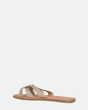 NURY - sandali bassi con strisce beige e gemme