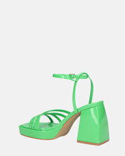 WINONA - sandali in glassy verde con tacco squadrato