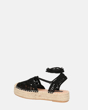 SHIRLEY - sandali platform con decorazioni in tessuto nero