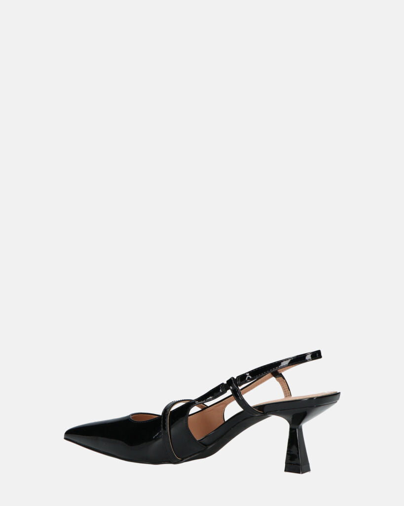 FARAI - sandali in glassy nero con tacco e cinturino