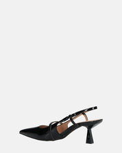 FARAI - sandali in glassy nero con tacco e cinturino