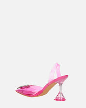 KENAN - scarpe in perspex fucsia con decorazione di gemme in punta