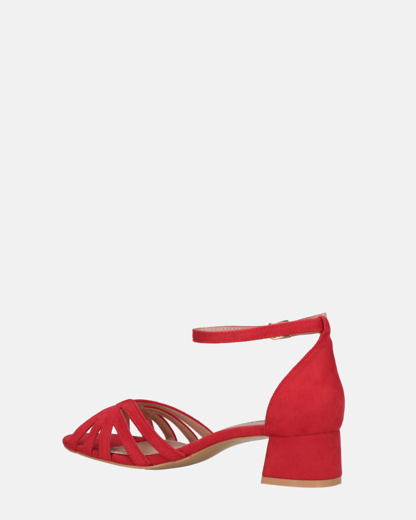 THEMA - sandali bassi in camoscio rosso e cinturino