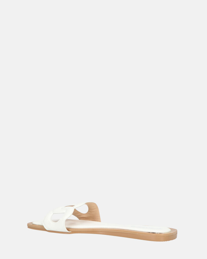KRISTA - ciabattine bianchi con suola beige