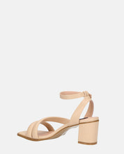 HIROE - sandali beige con tacco in ecopelle con cinturino