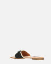 ROZENN - ciabattine beige con fascia nera ricamata e gemme