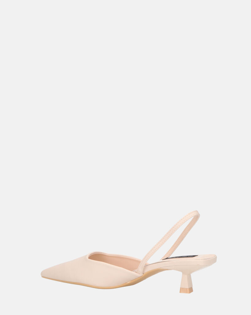 NIEVES - scarpe beige slingback con tacco kitten