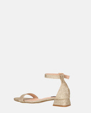 WANDA - sandali con tacco basso in glitter oro