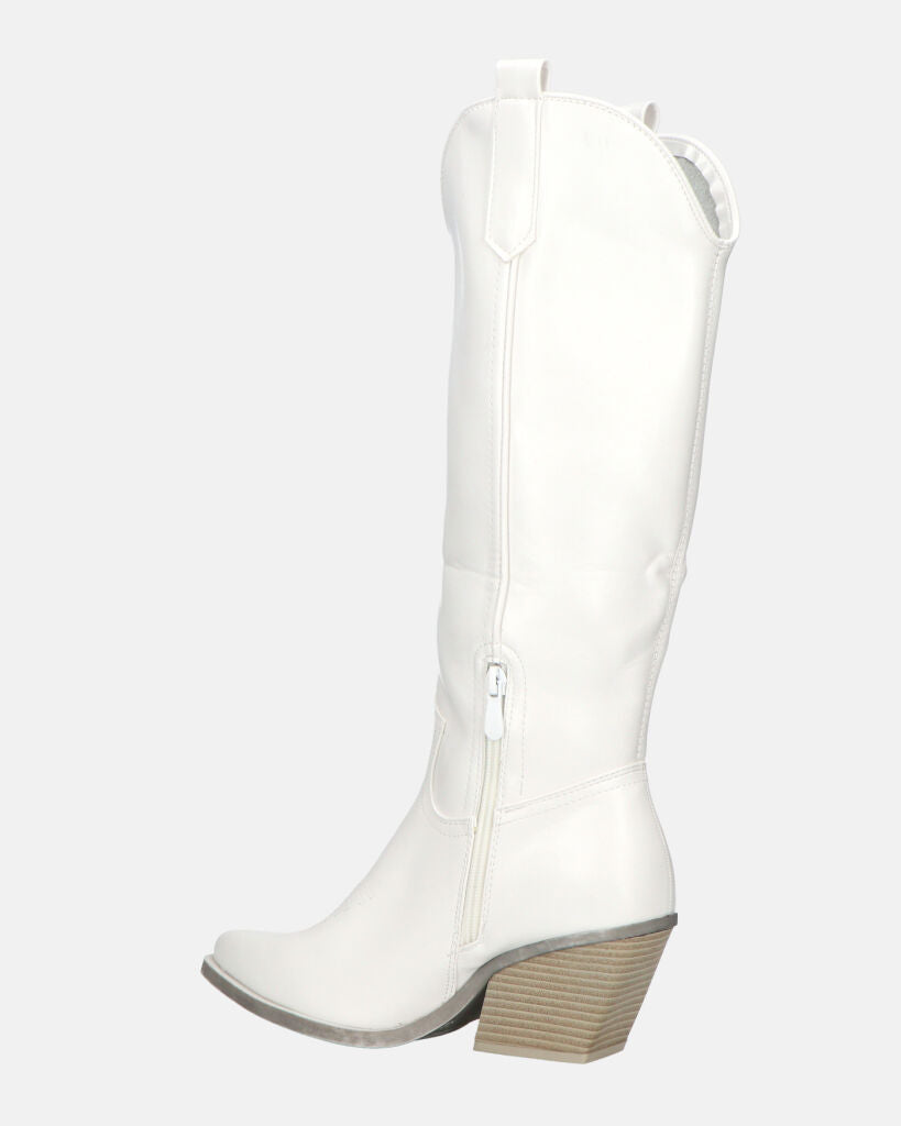LIANA - camperos con tacco in ecopelle bianco