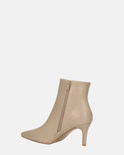 MYZA - stivaletti beige con tacco a spillo con zip laterale