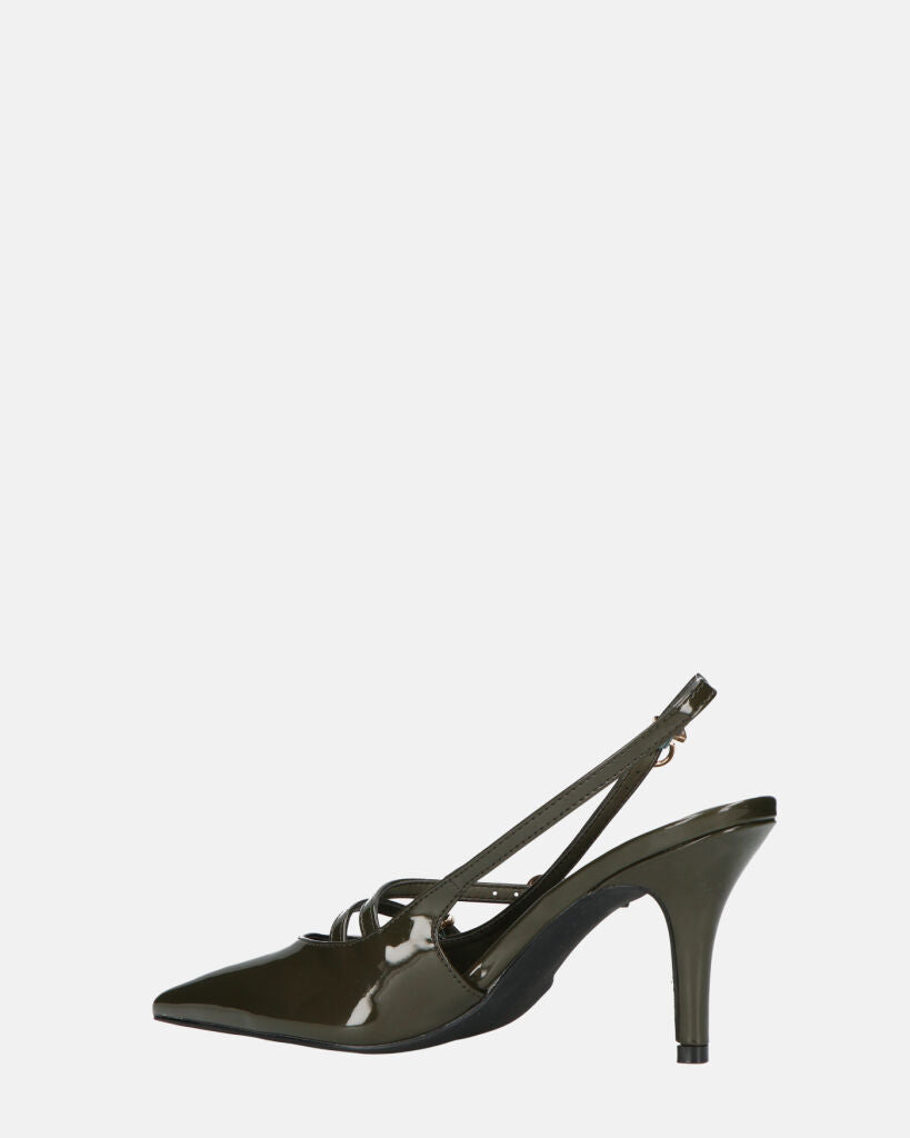 TANISHA - decolette scarpa con tacco verde e cinturini