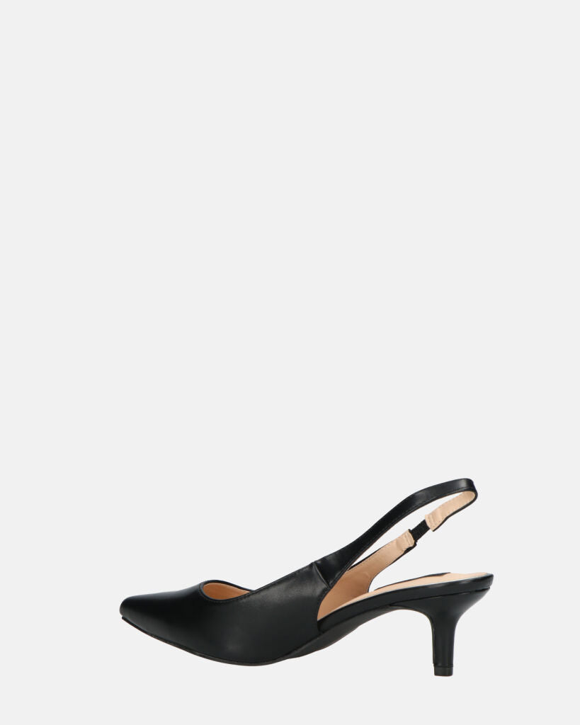 BEVERLIE - decollete con tacco in ecopelle nera