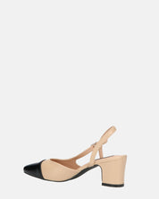 AURI - décolleté beige con tacco basso e punta nera