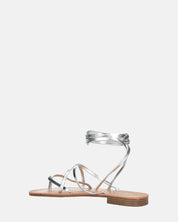 CRESSIDA - sandali bassi beige con cordini argento
