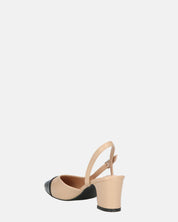 AURI - décolleté beige con tacco basso e punta nera