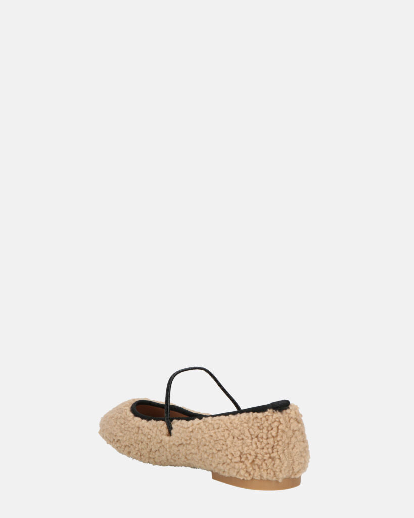 ALISSA - ballerine beige chiaro effetto peluche con suola beige