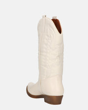 NILLA - stivali camperos beige con ricami