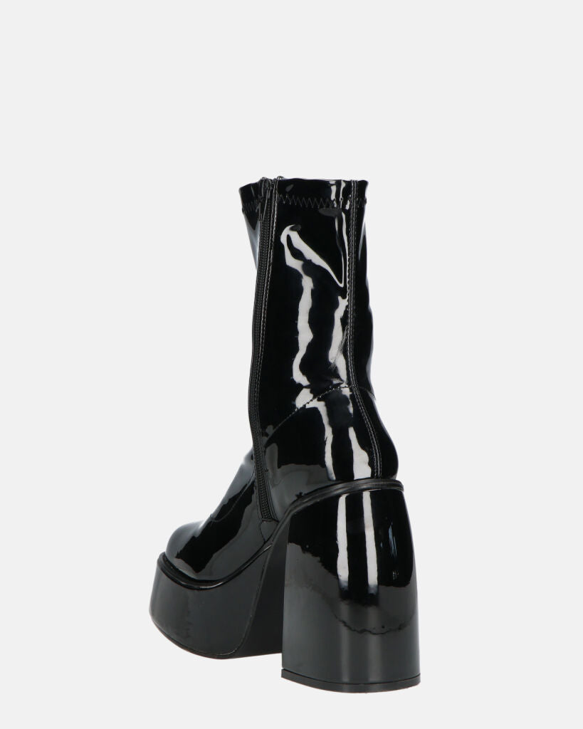 MYA - stivaletti platform con tacco alto in glassy nero