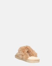 MIDORI - pantofole beige con pelliccia e camoscio