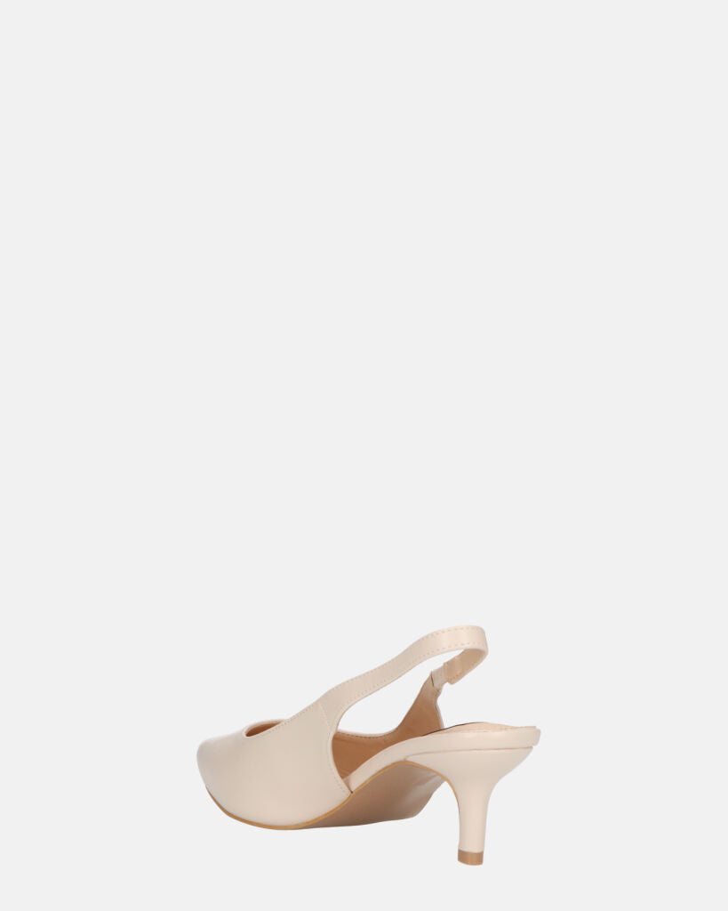 BEVERLIE - decollete con tacco in ecopelle beige