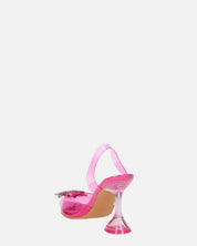 KENAN - scarpe in perspex fucsia con decorazione di gemme in punta