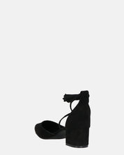 LYDIE - decolette in camoscio nero con lacci