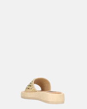 HARPER - ciabattine platform beige con borchie dorate