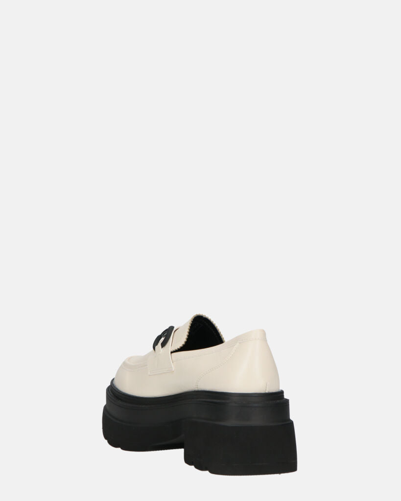 BESSIE - scarpe bianche platform con decorazione