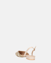 INEZ - sandali beige con dettagli di paglia intrecciata e fibbie