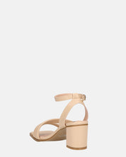 HIROE - sandali beige con tacco in ecopelle con cinturino