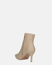 MYZA - stivaletti beige con tacco a spillo con zip laterale