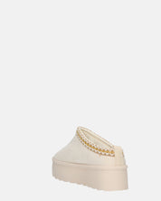 ZELDA - pantolofe platform in camoscio beige chiaro