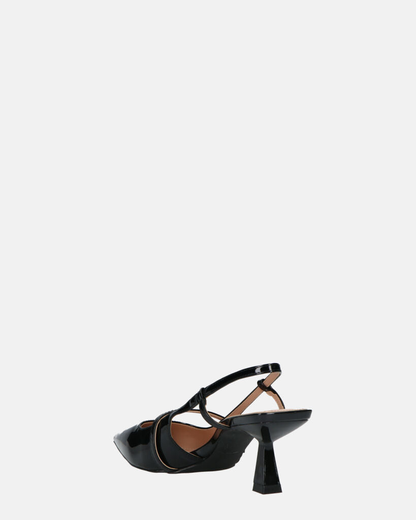 FARAI - sandali in glassy nero con tacco e cinturino