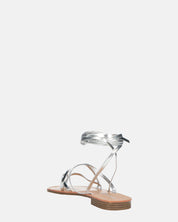 CRESSIDA - sandali bassi beige con cordini argento