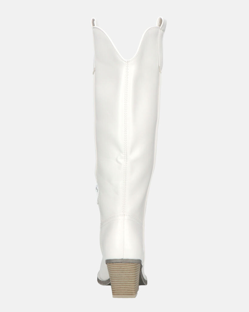 LIANA - camperos con tacco in ecopelle bianco