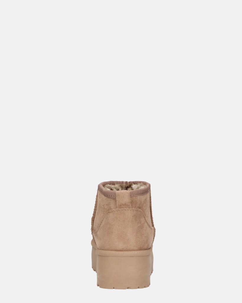 MIREIA - stivaletti bassi beige in camoscio e interno imbottito