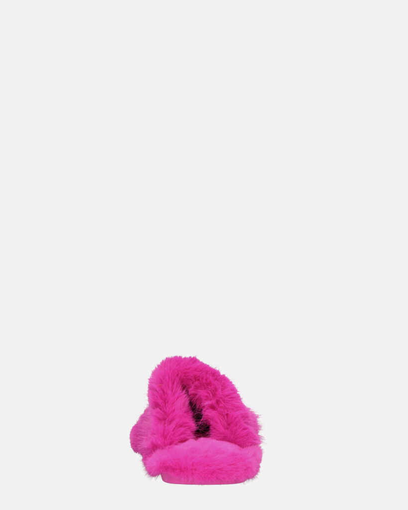 NOARA - pantofole in pelliccia fucsia chiuse in punta