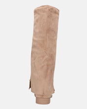 QUERIDA - stivali in camoscio beige con risvolto e cerniera interna