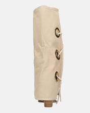 GEENA - stivali beige con risvolto in tessuto con asole in metallo