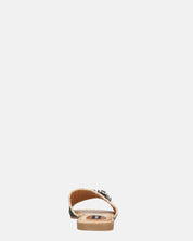 ROZENN - ciabattine beige con fascia nera ricamata e gemme
