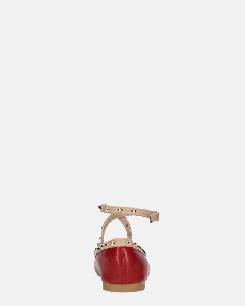 MAHIKA - ballerine bordeaux con borchie dorate