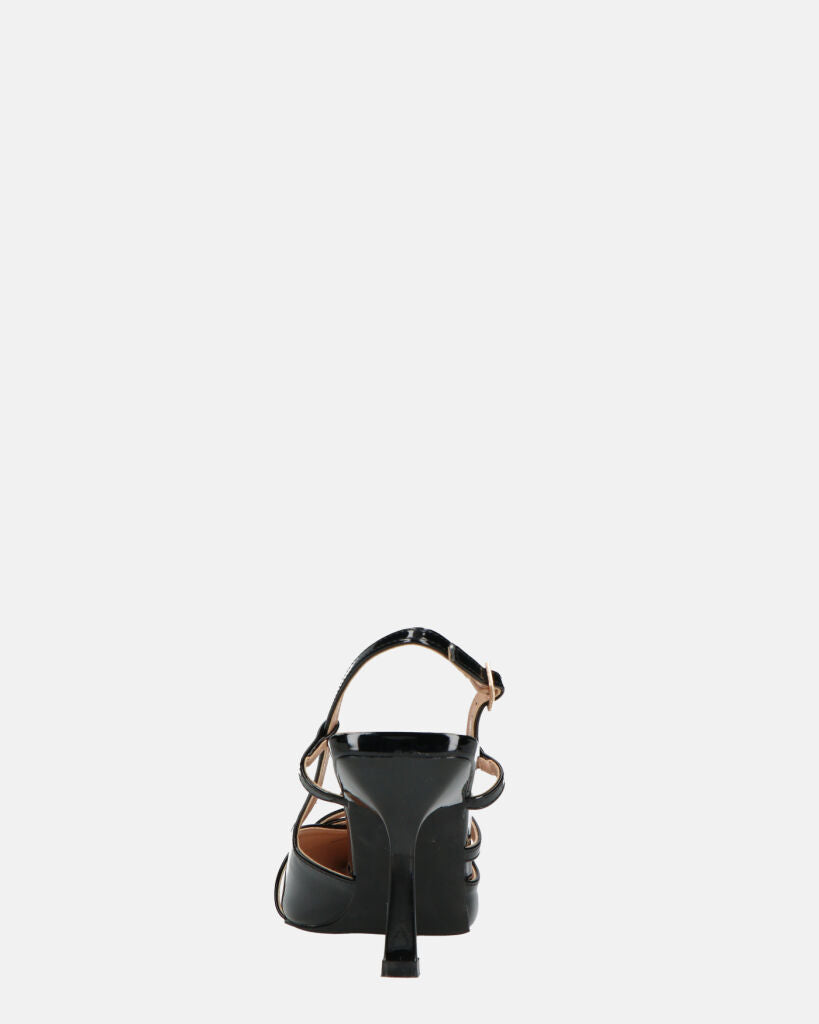 NAIRA - decolette in glassy nero con cinturini