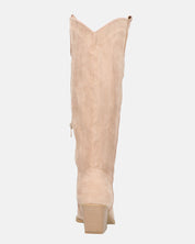 TETYANA - stivali alti beige in camoscio con cerniera laterale