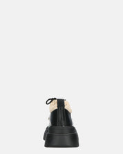ASHLEY - scarpe basse mocassini platform nere con inserto in pelliccia
